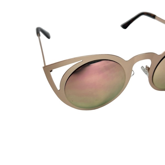 SUNGLASSES Sun Glasses Shades Rose Gold Metal Frames Pink Mirror Lenses UV400 - Picture 2 of 15